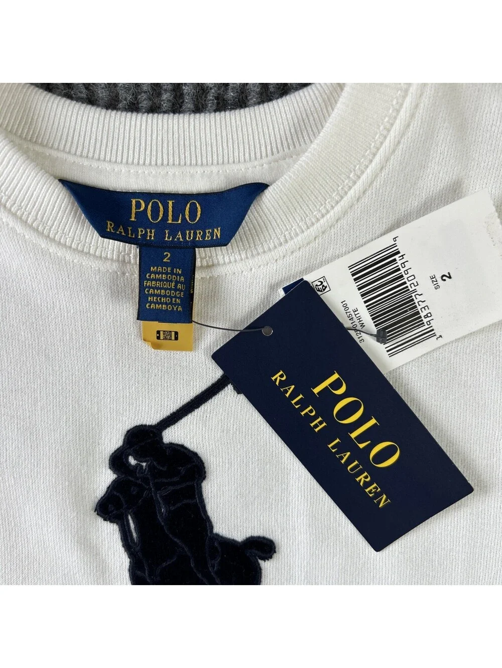 POLO RALPH LAUREN GIRL'S VELVET RUFFLE HEM SWEATSHIRT DRESS SIZE 2 Cotton Blend